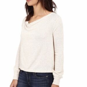 Free People Palmer Shimmer Striped Cowl Neck Knit Top